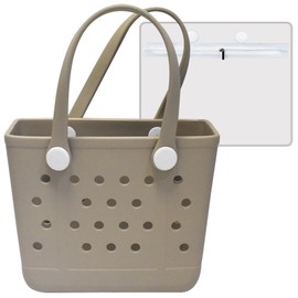 Uwyriwooq Rubber Beach Bag, Original Small Beach Tote Bag for Women, EVA Beach Bag Waterproof Sandproof (Apricot, Small)