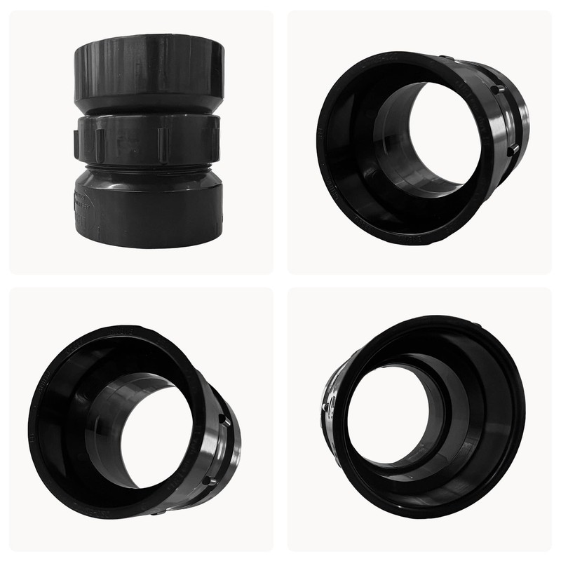 Lesso 2''ABS Union 2-Inch X 2-Inch Hub Union,Black 2 Inch