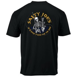 SALTY JOES Fishin' Bones Moisture Wicking Graphic Tee-L-Black