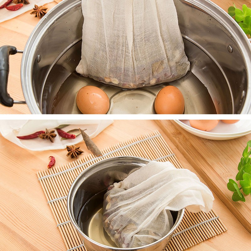 12Pcs Reusable Empty Tea Bags Drawstring Spice Cheesecloth Soup Bags