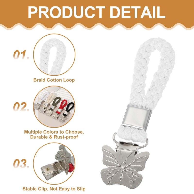 sourcing map 6 Pcs Tea Towel Clips with Cotton Loop