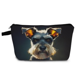 YULUENZE Schnauzer Puppy Gifts Schnauzer Makeup Bag Cute Small Organizer Bag with Zipper Schnauzer Painting Print Cosmetic Bag Birthday Gifts for Dog Lovers Women Friends