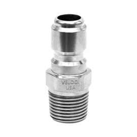 Veloci Prima 3/8" Stainless Steel Male NPT Quick Coupler Plug for Pressure Washer Attachments 3/8" Hoses and Spray Guns, Quick Disconnect Fittings, Made in the USA