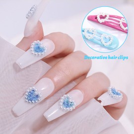 Nail Parts, Pearl, Approx. 100 Pieces, 3D, Heart-Shaped, Nail Pearl, White, Large, Nail Deco Parts, Nail Art, Jewelry Parts, 0.4 inches (10 mm)