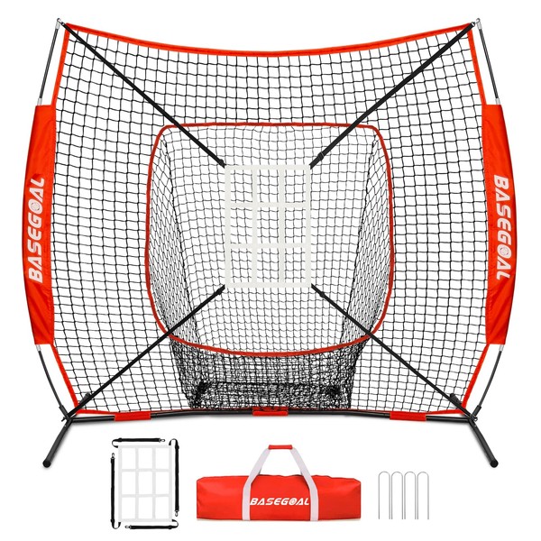 BaseGoal 6'×6' Baseball Softball Practice Net,Baseball Backstop,for Hitting Pitching Batting