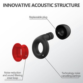 JXAXD 2 Pairs Artvive Earplugs, Motorcycle Earplugs, Wind Noise, Snoring Silent Earplugs, Earplugs for Sleeping at Night and 4 Sizes Earplugs in XS/S/M/L, D