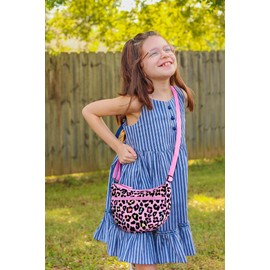 Choco Mocha Girls Purse for Kids Purse for Girls 6-8 8-10 10-12, Leopard Crossbody Purses with Matching Wallet and Adjustable Shoulder Strap, Christmas Gift for Girl, Pink