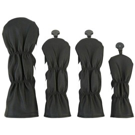 Golf Wood Head Covers Set of 4,Wood Golf Head Covers , Golf Club Head Covers Set Golf Club Covers for Drivers Golf Club Head Covers for Woods and Hybrids UT Head Covers (Black)