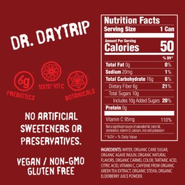 Daytrip Organic Sparkling Prebiotic Soda, Low Sugar Soda and Low Calorie Healthy Soda Alternative, Prebiotic Drink for Gut Health Drink and Digestion, Refreshing Functional Beverage with Plant-Based Fiber, 12-Pack - Dr. Daytrip