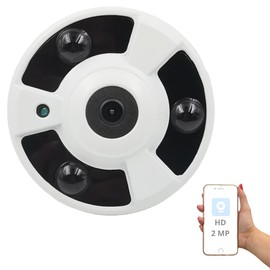 Clicklife Cámara de Seguridad Ojo de Pez Wi-Fi Panorámica 360 Grados 2MP HD Visión Nocturna Micrófono App para Interiores Vigilancia Hogar/Oficina Carcasa Metálica