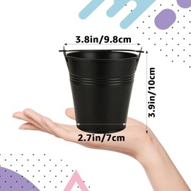 ZOFORTY 12 Pack Small Galvanized Metal Bucket with Handles, 4 inch Galvanized Buckets, Mini Pails Basket Bucket for Party Favor Candy Bars Vase Crafts (Black)