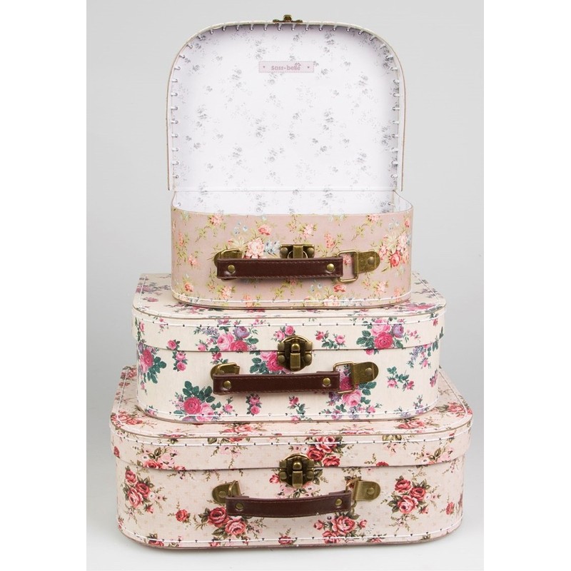 Sass & Belle Vintage Rose Suitcases - Set of 3