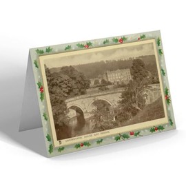 CHRISTMAS CARD - Vintage Derbyshire - Chatsworth, House and Bridge