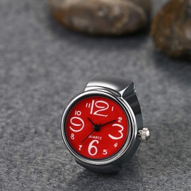 Lancardo Women's Men's Ring Watch Analogue Quartz on Finger Watch Ring, red, Strap.