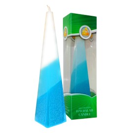Ner Mitzvah Havdalah Candle Pyramid Shape - Judaica Gift Pyramid Candle - Blue