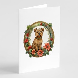 Caroline's Treasures DAC2397GCA7P Norfolk Terrier Christmas Flowers Greeting Cards Pack of 8 Blank Cards with Envelopes Whimsical A7 Size 5x7 Blank Note Cards