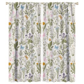 GoDazzling Floral Blackout Windows Curtains, Vintage Garden Plants Herbs Flowers Botanical Classic Design Art Curtains, for Living Room Bedroom 42x54in 2 Panels