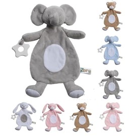 OnlyBee Newborn Baby Comforters with Taggies and Teether Elephant Bunny Teddy Bear (Newborn to 0 Months, Grey Elephant)