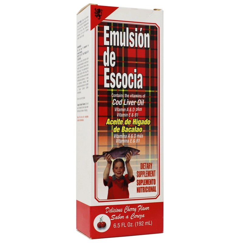 Emulsion De Escocia Cod Liver Oil Vitamin Supplement, Cherry Flavor,