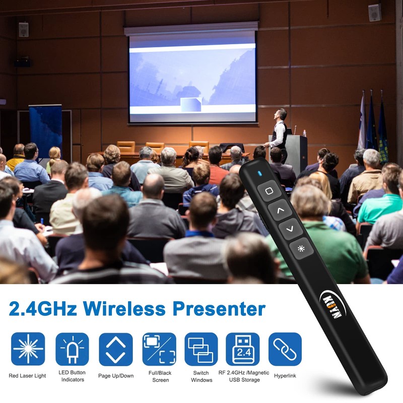 KUIYN Presentation Clickers, Red Pointer Pen, Clicker for PowerPoint, PC