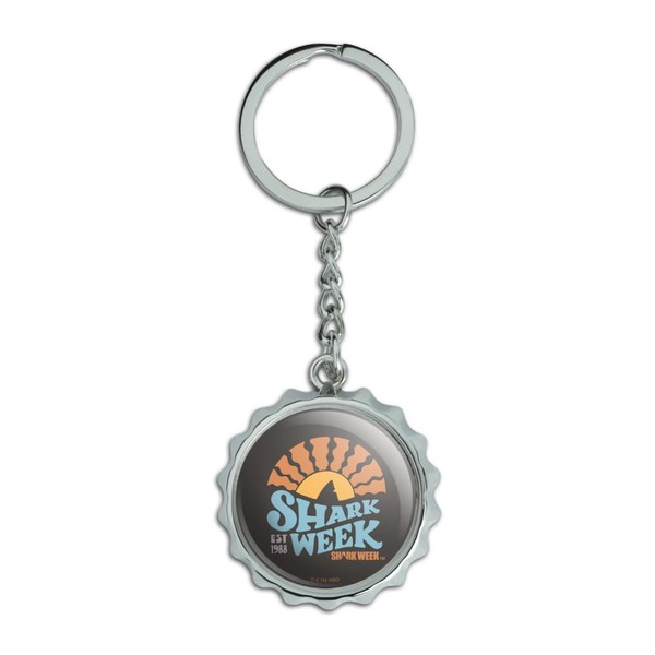 GRAPHICS & MORE Shark Week Lino Sunset Keychain Chrome Plated