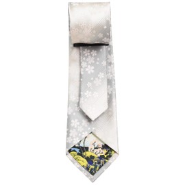 FORTUNA Tokyo Necktie, Nishijin Textile, Silk, Men's, Made in Japan, Cherry Blossom Pattern, Gradation, 24. Eternal Beauty, gray (light gray)