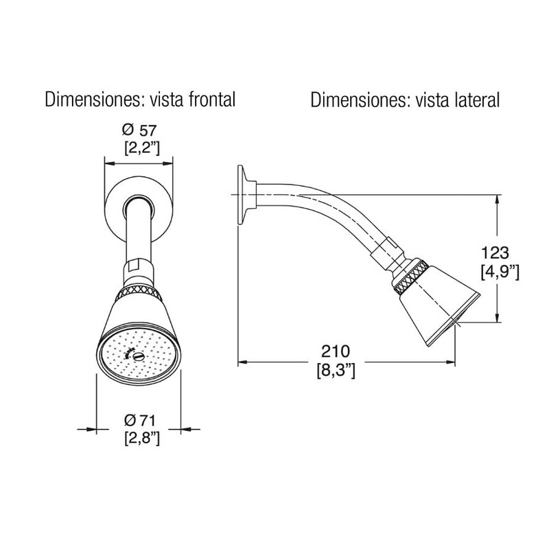 HELVEX Regadera Optima con Brazo Chapeton H-200 Accesorio