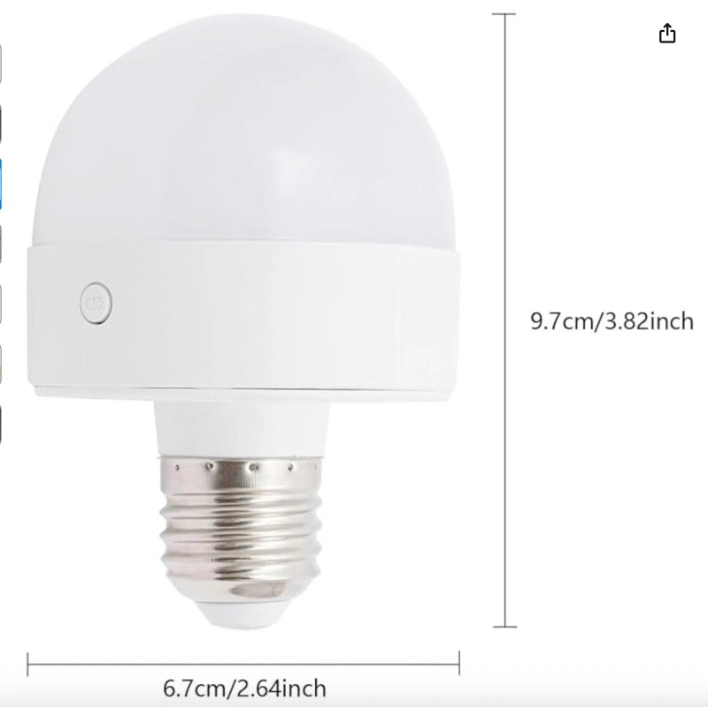 Kolhgnse 3-Color Changing Bulb, Rechargeable Light Bulb with Remote Control