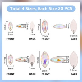 PH PandaHall Sew-On Rhinestones, Pack of 80 Rhinestones in Crystal from Look, Clear Crystals for Sew-on, Gemstones, Beads for Clothing, Wedding, Costume, Shoes