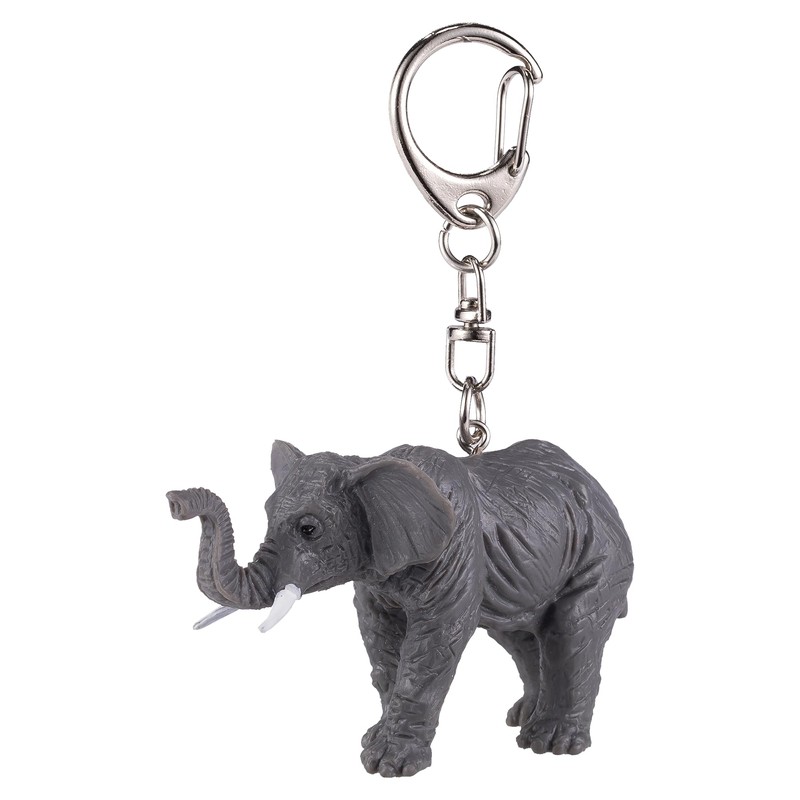 Mojo 387494 Elephant Animal Figure Keychain, gray