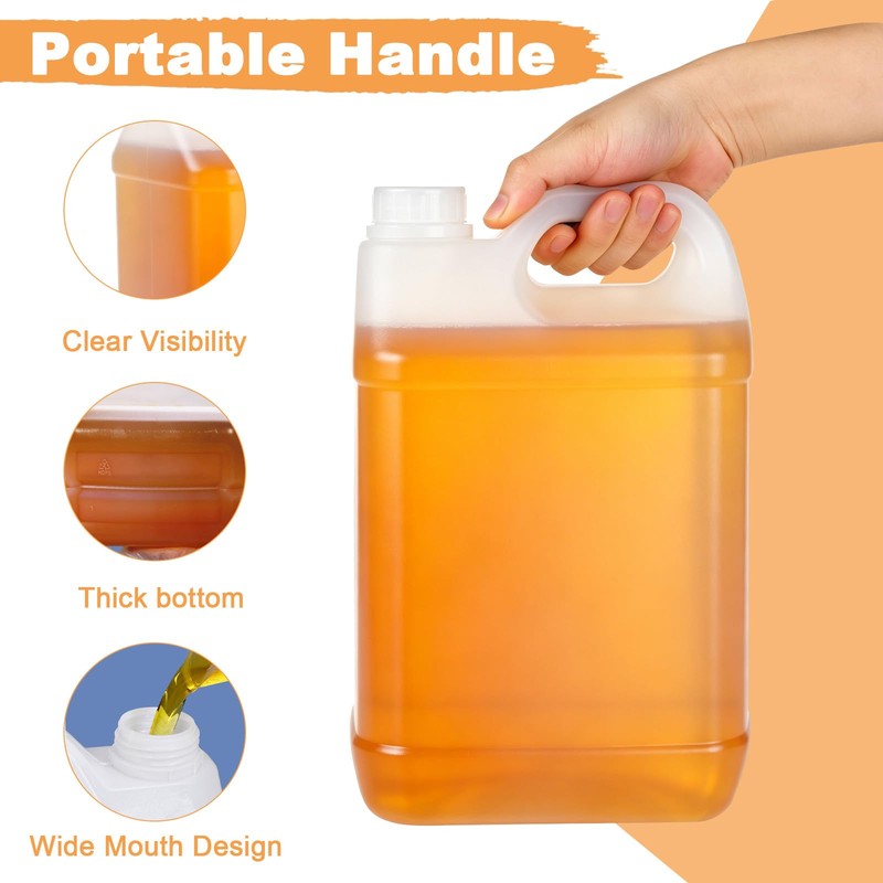 1 Gallon Water Jugs with Caps Empty Liquid Oil Storage