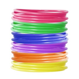 Topbuti 24 Pcs Plastic Ring Toss Game 5.5 Inch Carnival Rings for Speed and Agility Practice Games, Garden Backyard Outdoor Games, Bridal Shower Game, Game Booth