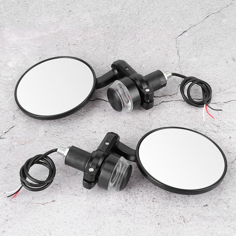 2pcs 7/8in Handlebar Rearview Mirrors with LED Turn Signal Amber