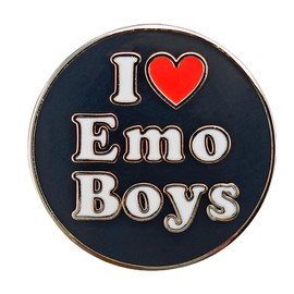 Leraverppy Enamel Pin,I Love Emo Boys Lapel Pin,Black Button With Red Heart Badge,Denim Jacket Backpack Accessory,Gift For Teens Crush Lovers Partners,Pin for Valentine's Day Anniversary,DIY Decor
