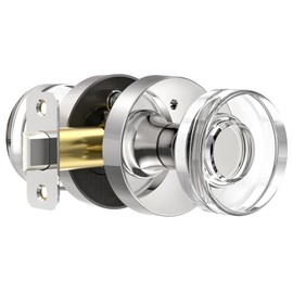 naubea Crystal Door Knob Polished Chrome Interior Privacy Door Knobs Glass Interior Door Knob for Bedroom and Bathroom