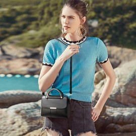 NICOLE & DORIS Women's Handbag with Curved Handle, Elegant PU Leather Shoulder Bag, Small Shoulder Bag for Women, Crossbody Bag for Work, Learning and Shopping, black