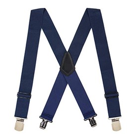 Suspender Store Heavy Duty Non-Stretch Work Suspenders - 2" Wide Webbing - Pin Clip - 48" for 5'9" to 6'2" tall - Navy