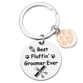 Pet Dog Groomer Keychain Gifts for Women Thank You Gifts for Dog Groomers Hairdresser Hair Stylist Dog Grooming Gifts for Women Pet Groomers Appreciation Gift - Best Fluffin' Groomer Ever Keychains