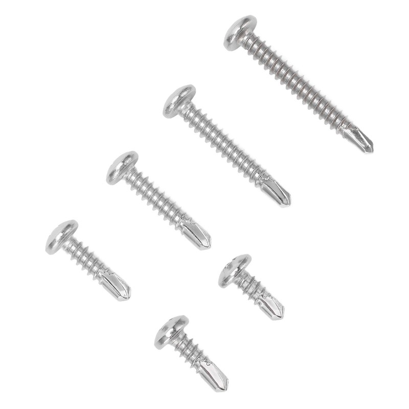 200PCS Round Head Cross Screws 304 Stainless Steel Self Drilling