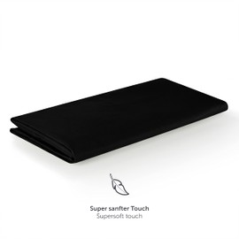 Blumtal Flat Sheet 240 x 275 cm - Easy care bed sheet made from soft, brushed microfibre fabric, without elastic, black