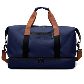 JeeLeeko Maleta Deportiva Bolsa para gym Diseño de Separación Húmedo y Seco Bolsa de viaje con ompartimento para Zapatos, para Hombres y Mujeres moda impermeable(Azul)