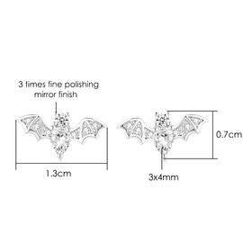 Silver Gold Plated Cute Bat Style Wedding Cocktail Party Biker Holiday Stud Earrings (Silver)