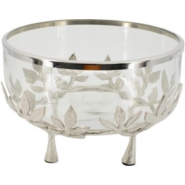 A&B Home 13.5 x 13.5 x 8 Glass Bowl with Ring and Floral Stand