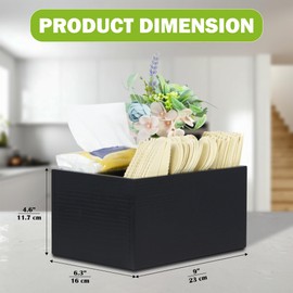 Utensil Caddy for Party - Black Wooden Silverware Holder with 4 Compartments for Plate, Cup, Fork, Spoon, Napkin - Paper Plate Organizer for Countertop - Cutlery Holder for Kitchen Camping Buffet