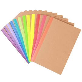 Zegrox A5 Composition Blank Notebook Bulk,12 pack Kraft Cover Blank Sketch Book Pad Travel Journals with Pastel Color Spine for Students Office, 60 blank Pages, 8.3”x 5.5”