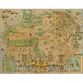 Historic Map - Map of San Francisco Showing Principal Streets and Places of Interest, 1927, Harrison Godwin v1 24in x 18in