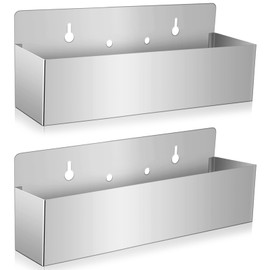 Tanlade 2 Pieces 15 Inch Single Speed Rail Stainless Steel Liquor Bottle Holder Wall Mounted Spray Bottle Rack Drink Rail Shelf for Bars, Silver