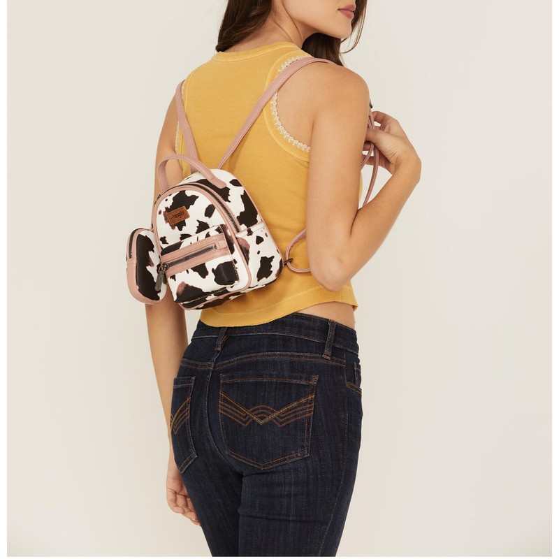 Wrangler Large Cow Print Backpack Cute Purse for Women WG133-8600PK