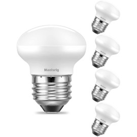 Maelsrlg R14 LED Bulb 4W(40W Equivalent) Mini Reflector Flood Light Bulbs 5000K Daylight, Curio Cabinet Light Bulb, Non-Dimmable, E26 Base Short Light Bulbs, 4-Pack