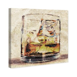 The Oliver Gal Artist Co. Drinks and Spirits Wall Art Canvas Prints 'Scotch Glass' Home Décor, 30" x 30", Brown, Brown